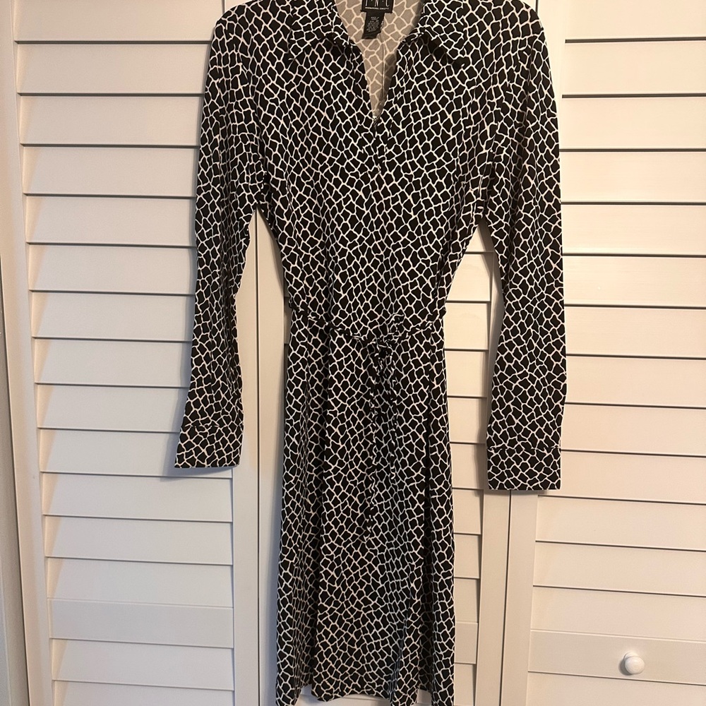 INC International Concepts Black and White Graphic Animal Geometric Dress